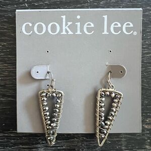 Cookie Lee Silver-Tone Wire Wrapped Bead Drop Earrings